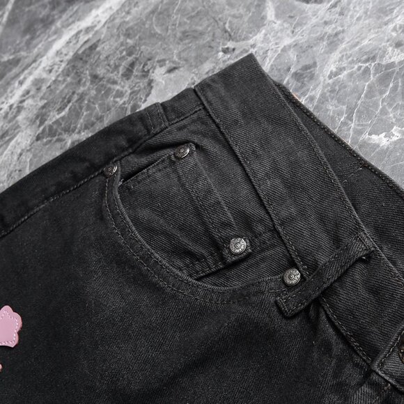 Chrome Heart Leather Patch Jeans - Picture 4 of 8